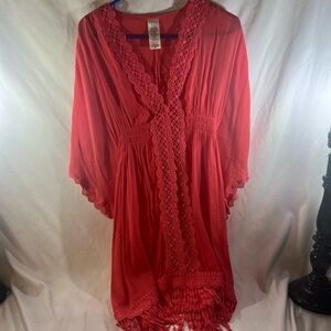 Time and Tru Coral Lace Kimono